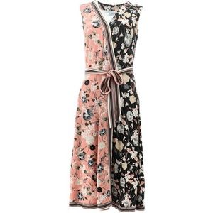 Isaac Mizrahi Petite Floral Color-Block Faux Wrap Dress